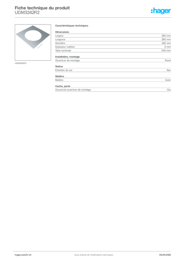 Image Hager Fiche technique du produit UDM3242R2 | Hager Suisse