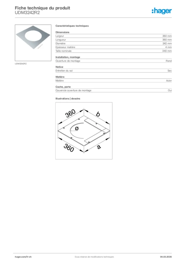 Image Hager Fiche technique du produit UDM3242R2 | Hager Suisse