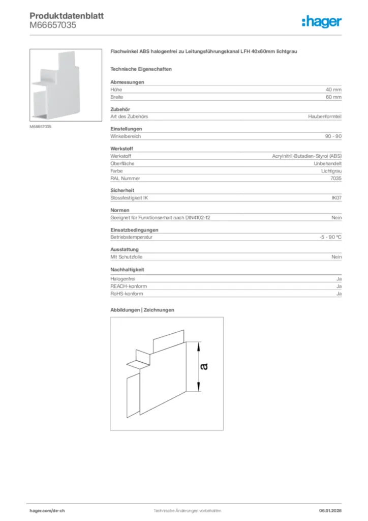 Bild Hager Produktdatenblatt M66657035 | Hager Schweiz