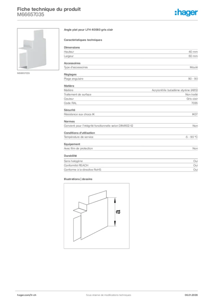 Image Hager Fiche technique du produit M66657035 | Hager Suisse