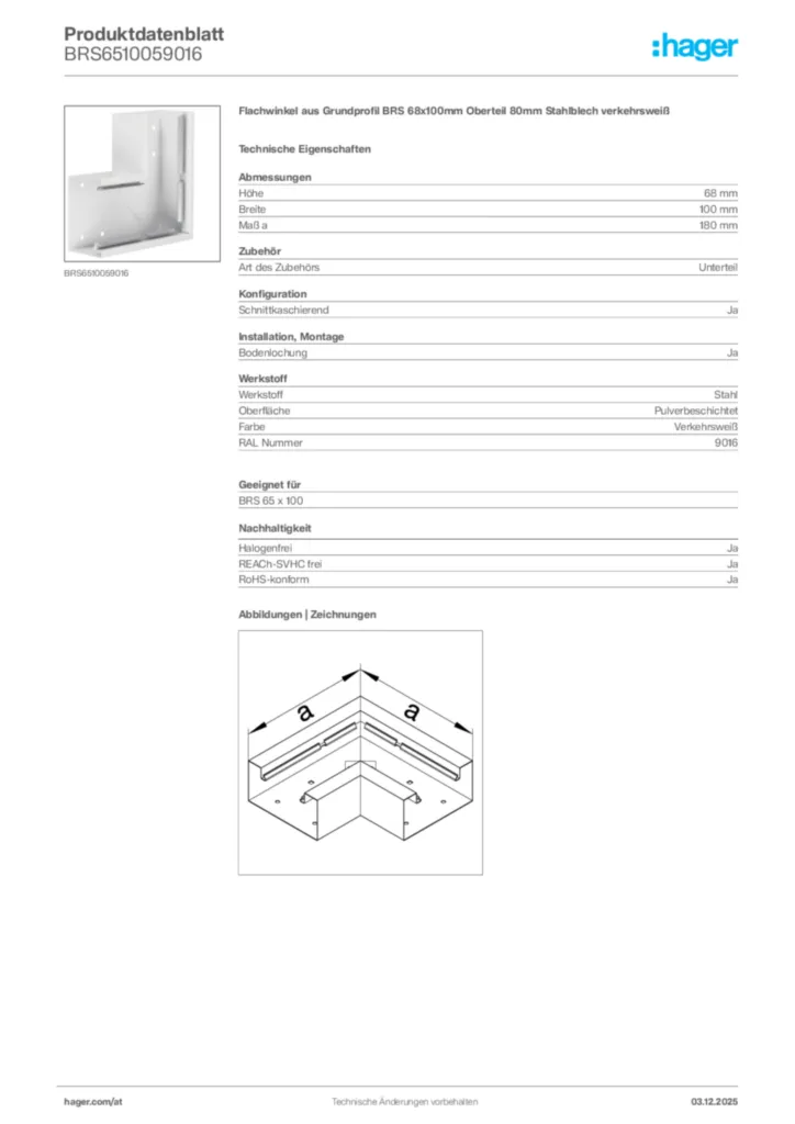 Bild Hager Produktdatenblatt BRS6510059016 | Hager Deutschland