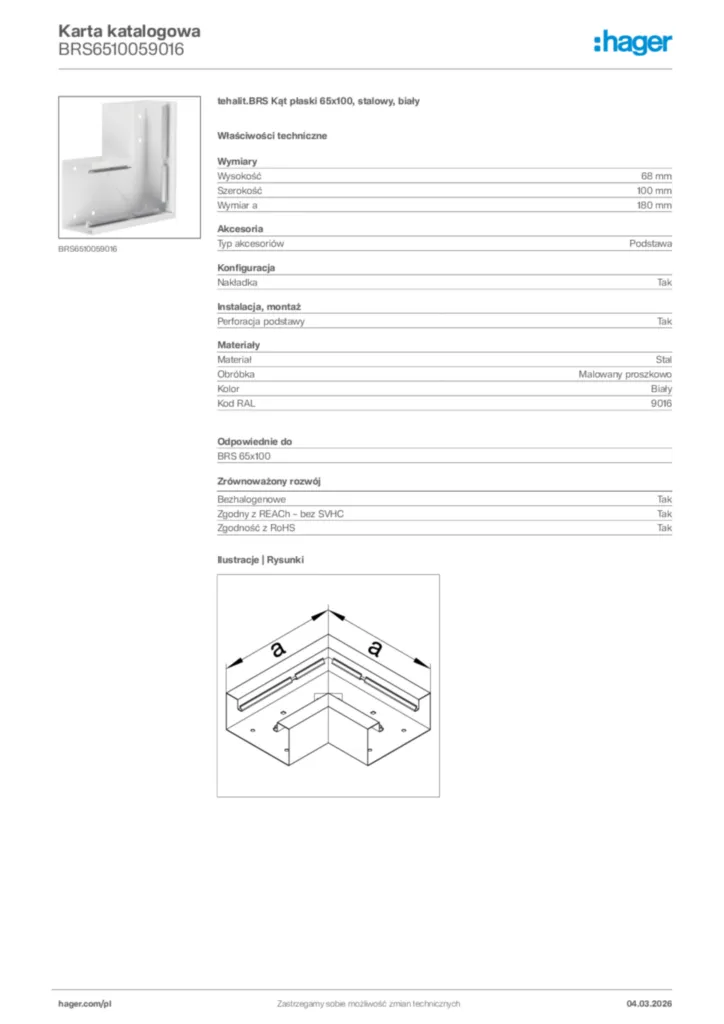 Zdjęcie Hager Karta katalogowa BRS6510059016 | Hager Polska