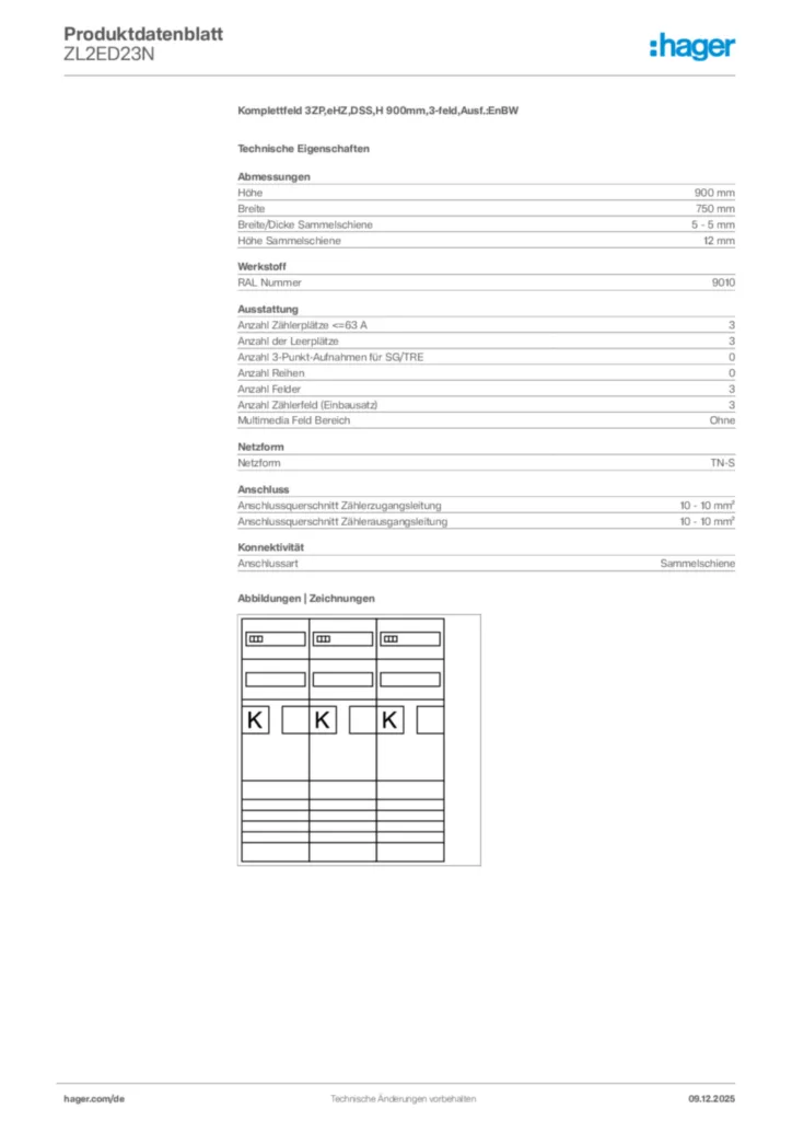 Bild Hager Produktdatenblatt ZL2ED23N | Hager Deutschland