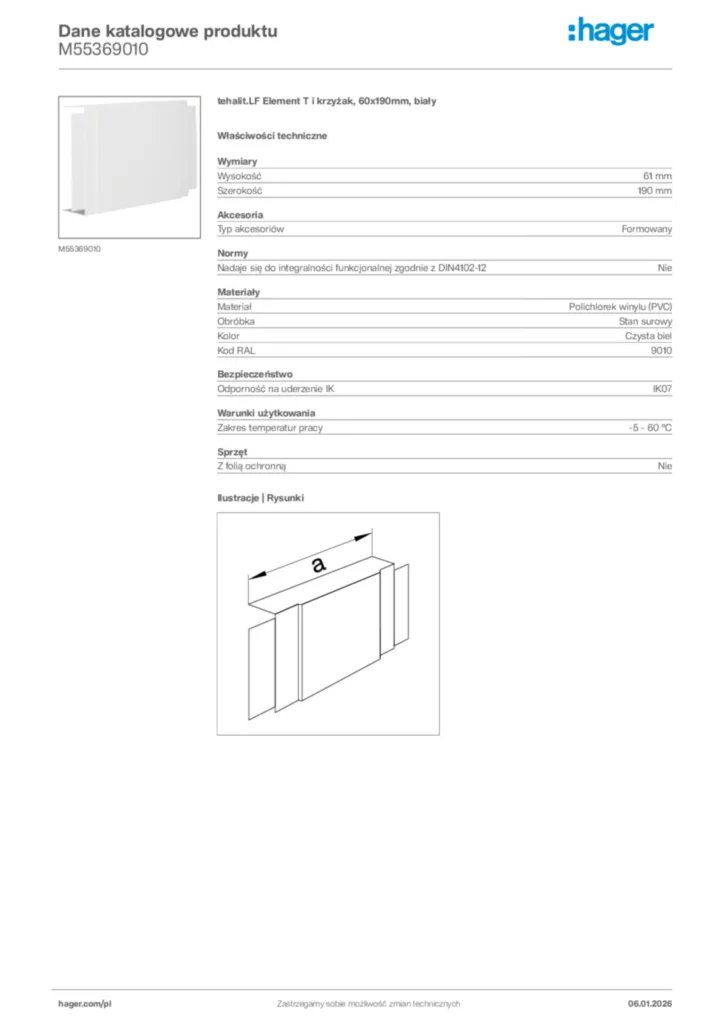 Zdjęcie Hager Karta katalogowa M55369010 | Hager Polska