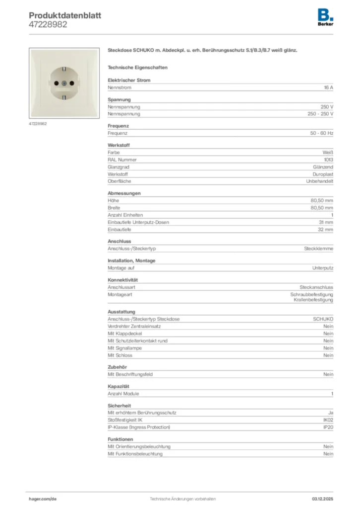 Bild Berker Produktdatenblatt 47228982 | Hager Deutschland