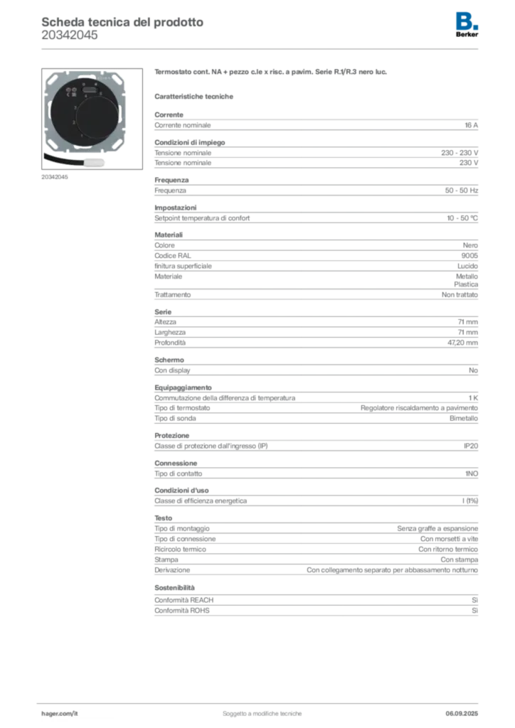 Immagine Berker Scheda tecnica del prodotto 20342045 | Hager Italia