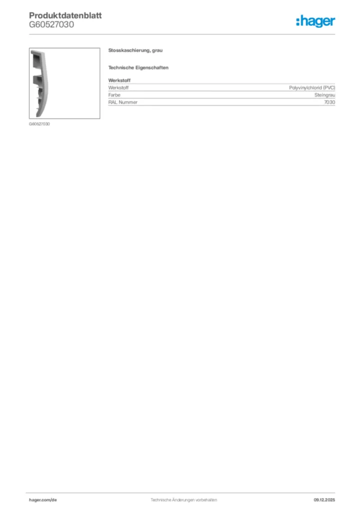 Bild Hager Produktdatenblatt G60527030 | Hager Deutschland