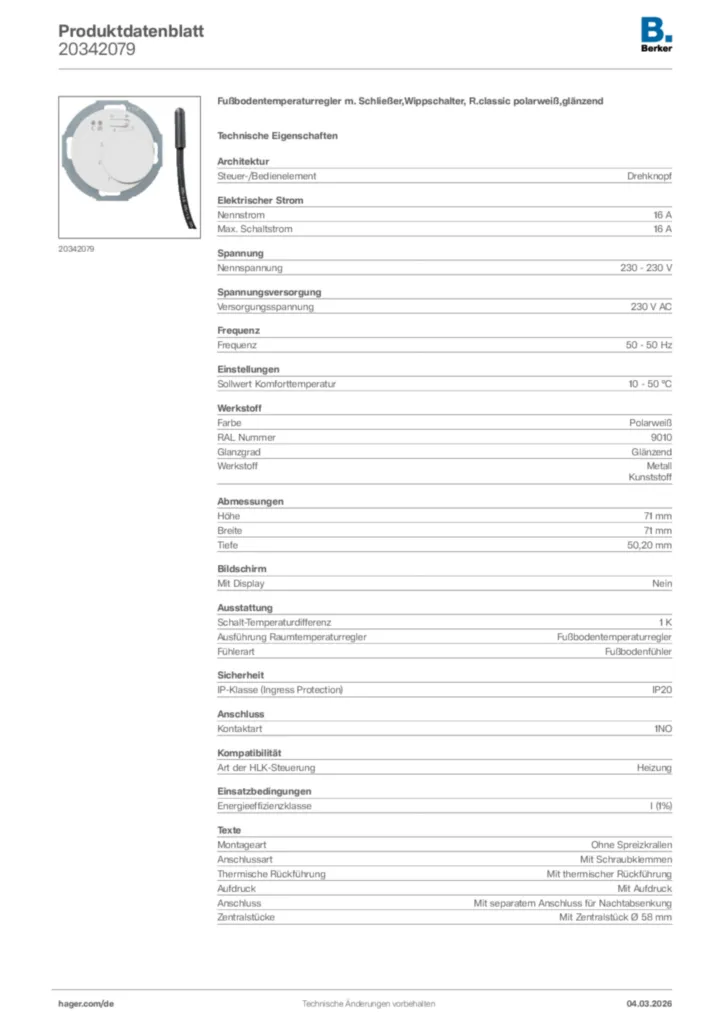 Bild Berker Produktdatenblatt 20342079 | Hager Deutschland