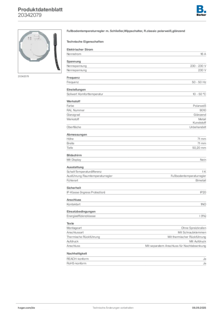 Bild Berker Produktdatenblatt 20342079 | Hager Deutschland