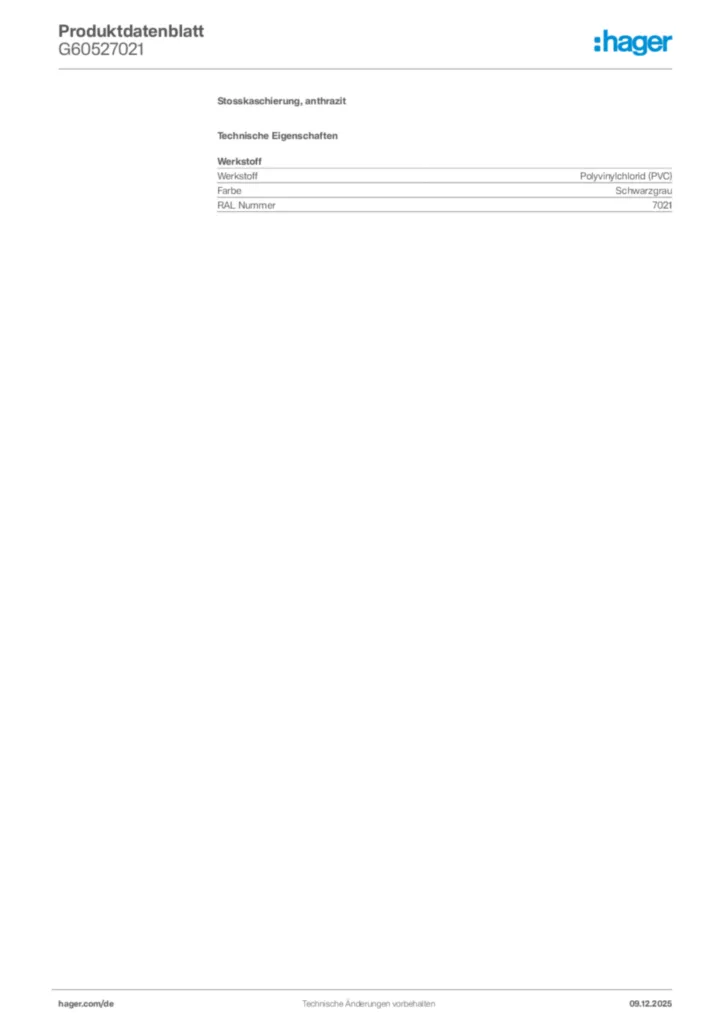 Bild Hager Produktdatenblatt G60527021 | Hager Deutschland
