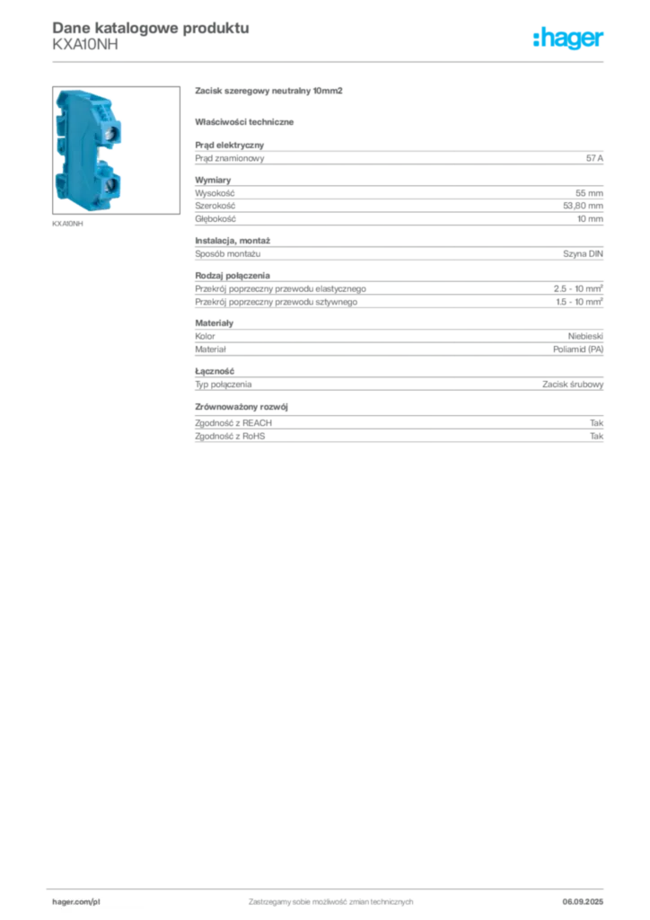 Zdjęcie Hager Dane katalogowe produktu KXA10NH | Hager Polska
