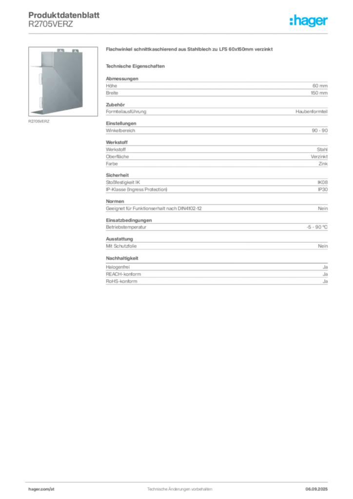 Bild Hager Produktdatenblatt R2705VERZ | Hager Deutschland