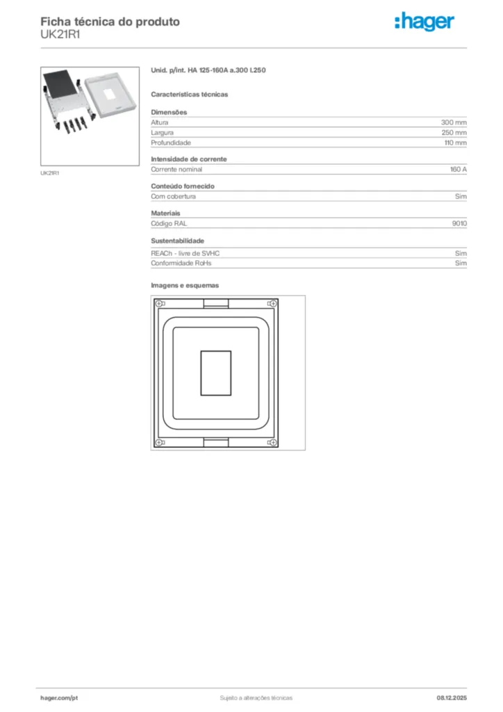 Imagem Hager Ficha técnica do produto UK21R1 | Hager Portugal