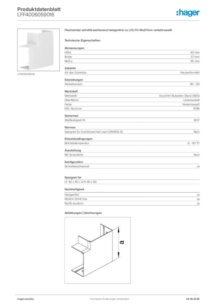 Bild Hager Produktdatenblatt LFF4006059016 | Hager Deutschland