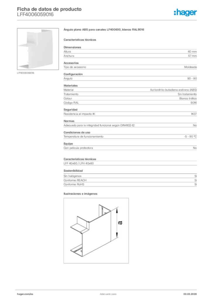 Imagen Hager Ficha de datos de producto LFF4006059016 | Hager España