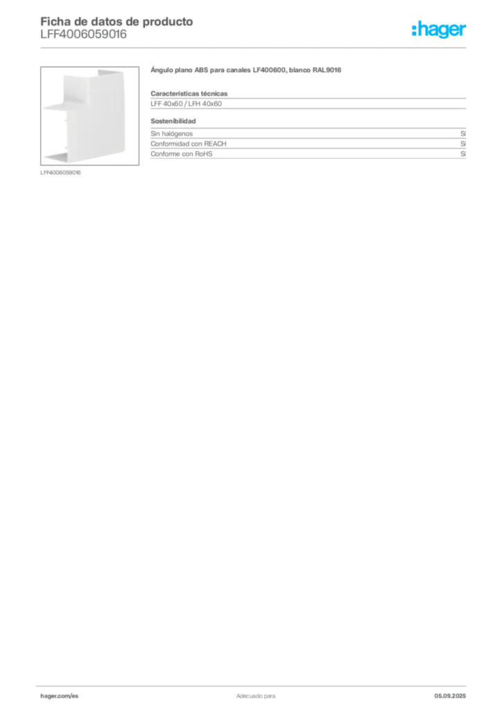 Imagen Hager Ficha de datos de producto LFF4006059016 | Hager España