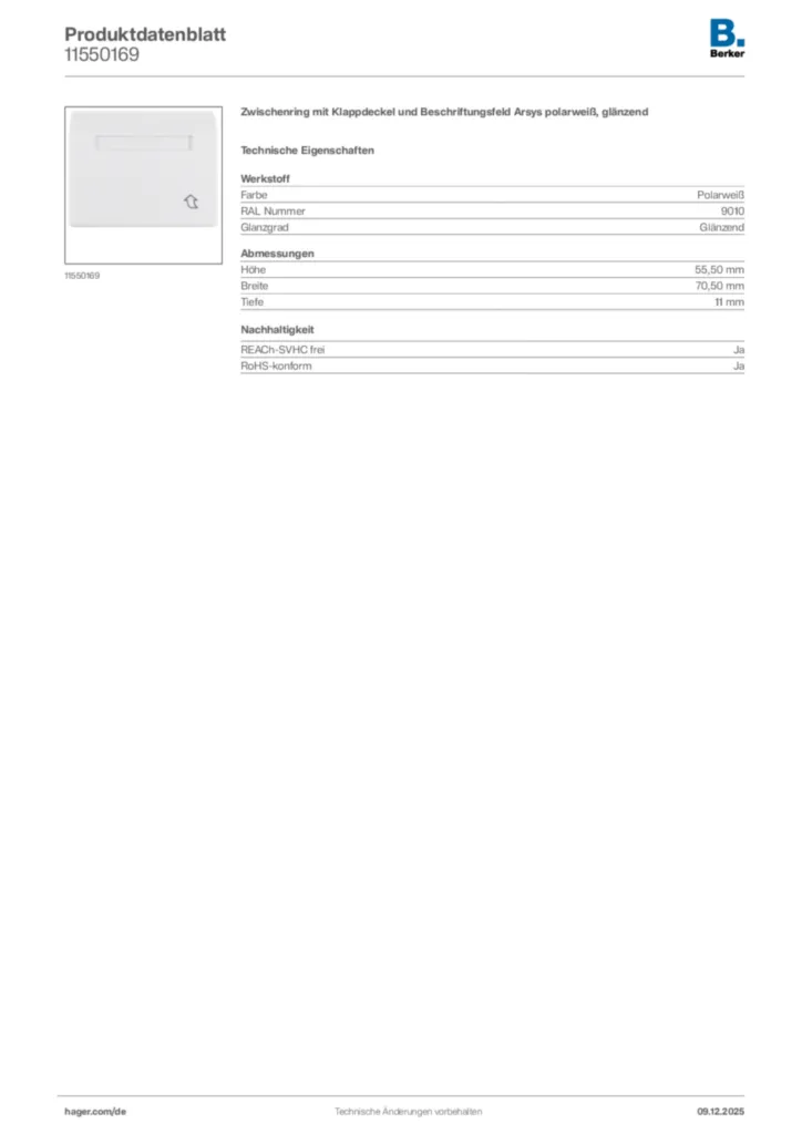 Bild Berker Produktdatenblatt 11550169 | Hager Deutschland