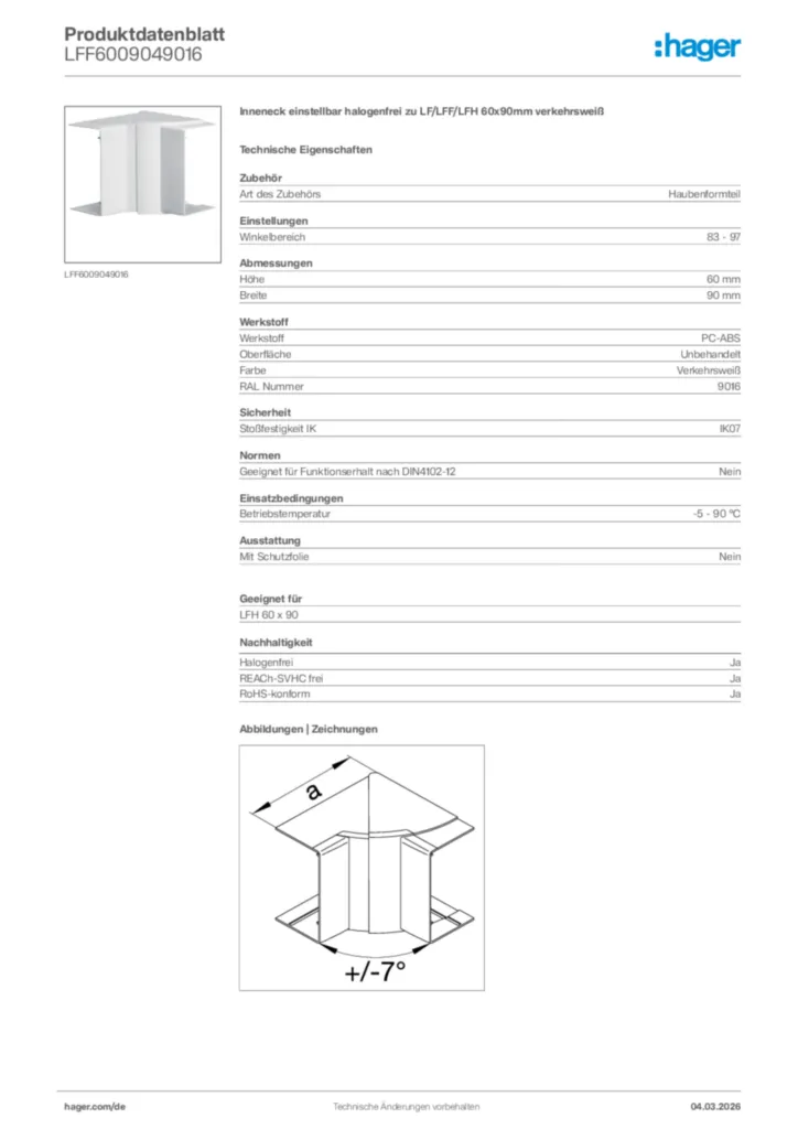 Bild Hager Produktdatenblatt LFF6009049016 | Hager Deutschland