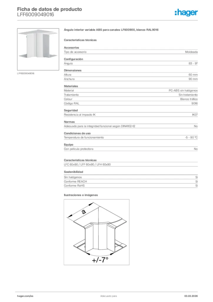 Imagen Hager Ficha de datos de producto LFF6009049016 | Hager España
