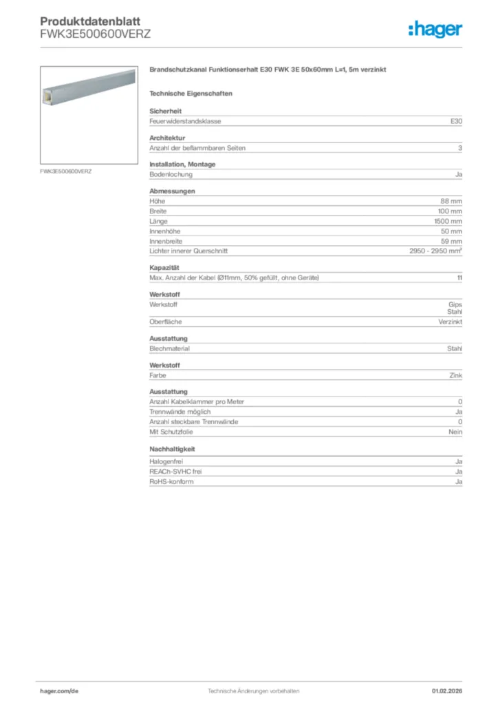 Hager Produktdatenblatt FWK3E500600VERZ