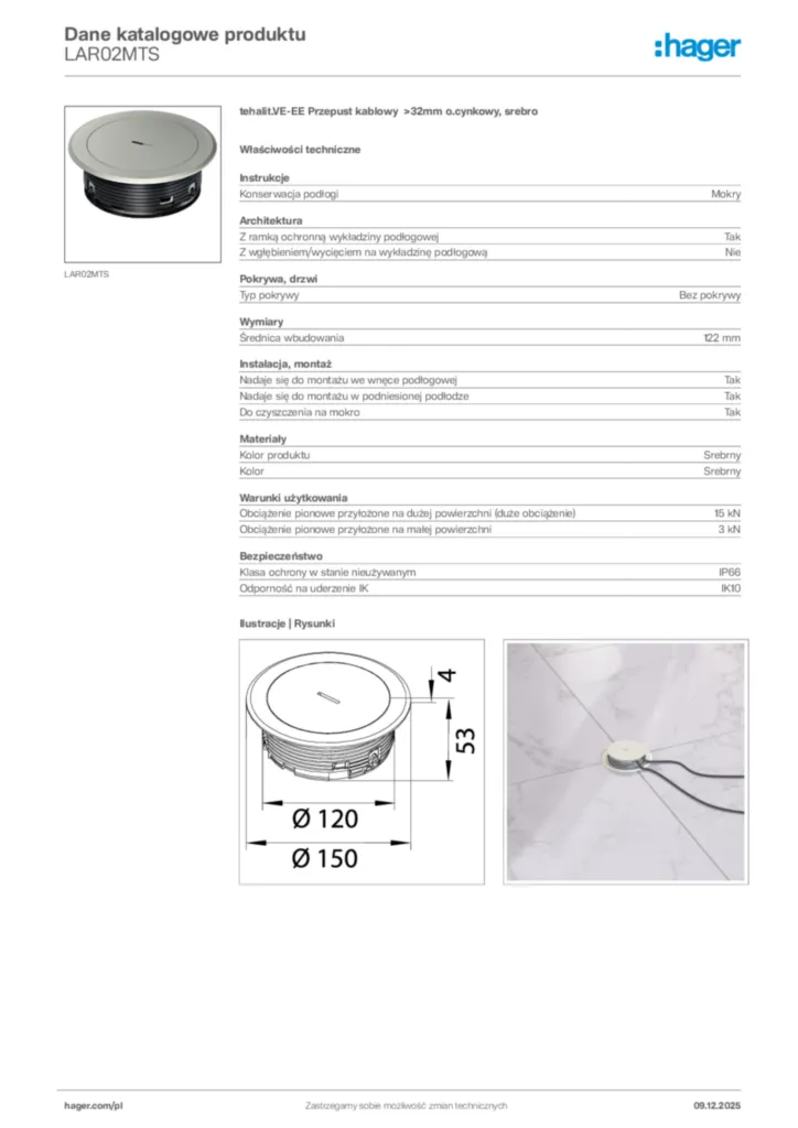 Zdjęcie Hager Karta katalogowa LAR02MTS | Hager Polska