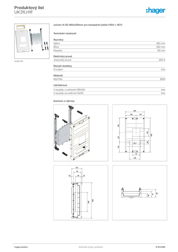Obrázek Hager Produktový list UK31LH1F | Hager