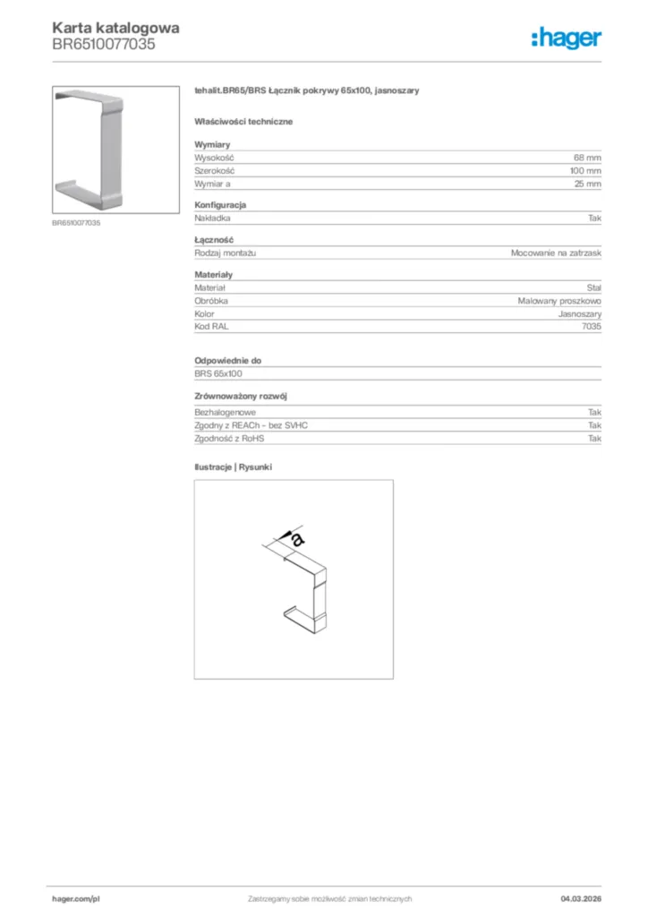 Zdjęcie Hager Karta katalogowa BR6510077035 | Hager Polska