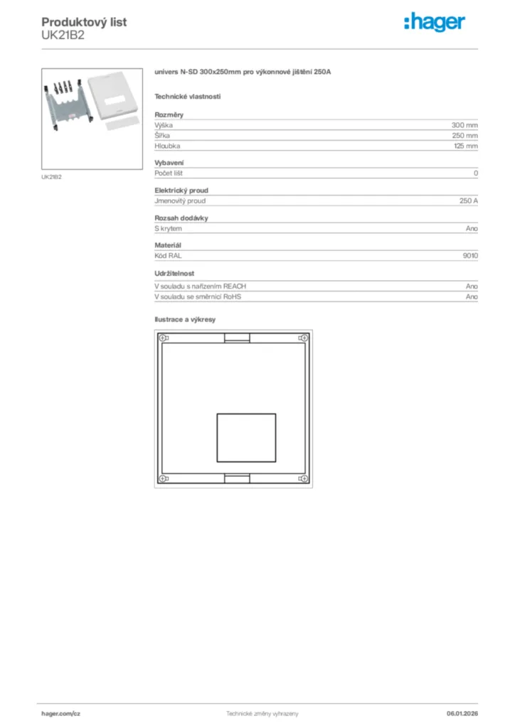Obrázek Hager Product data sheet UK21B2 | Hager