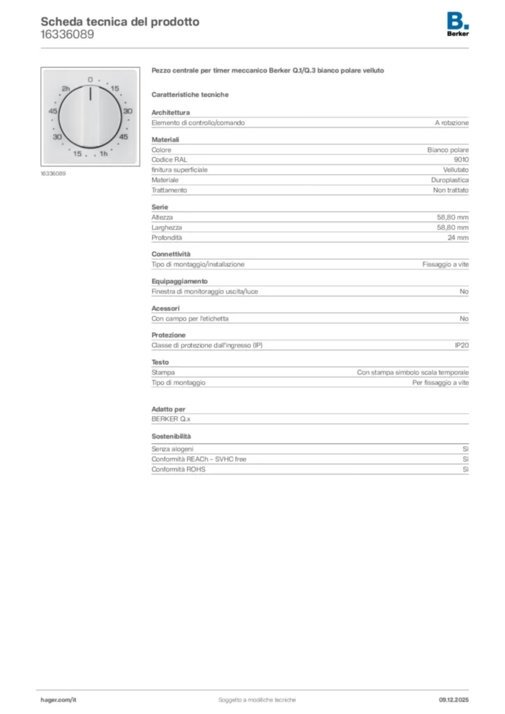 Immagine Berker Scheda tecnica del prodotto 16336089 | Hager Italia