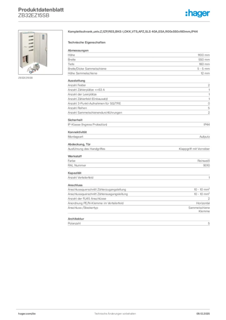 Bild Hager Produktdatenblatt ZB32EZ15SB | Hager Deutschland