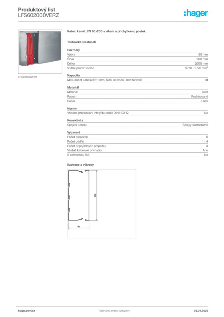 Obrázek Hager Produktový list LFS602000VERZ | Hager