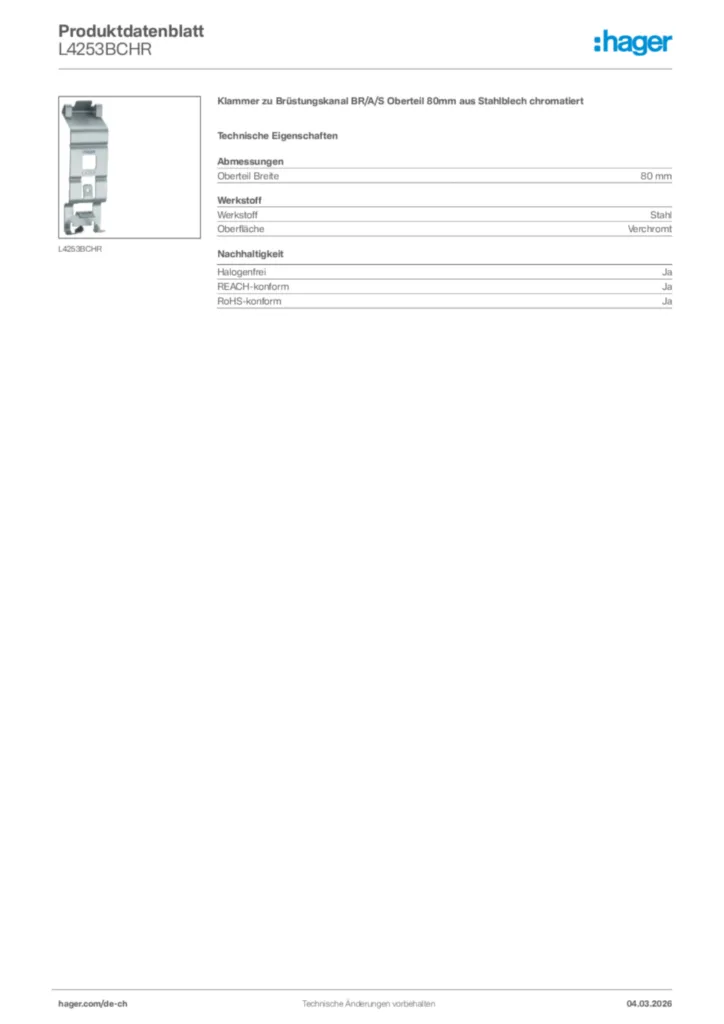 Bild Hager Produktdatenblatt L4253BCHR | Hager Schweiz