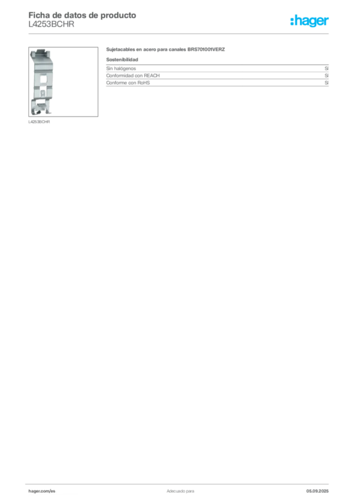 Imagen Hager Ficha de datos de producto L4253BCHR | Hager España