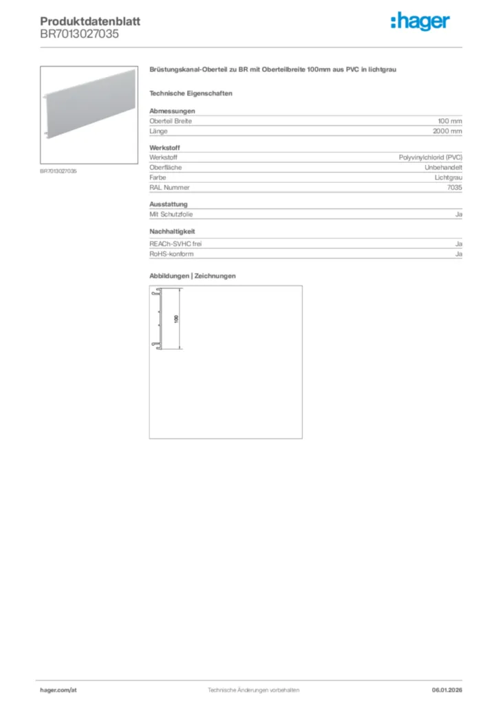 Bild Hager Produktdatenblatt BR7013027035 | Hager Deutschland