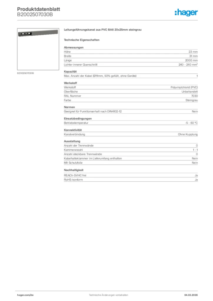 Bild Hager Produktdatenblatt B2002507030B | Hager Deutschland