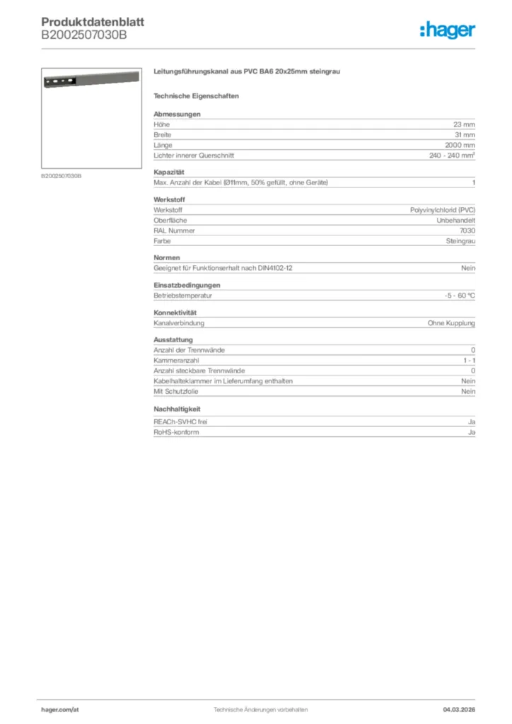 Bild Hager Produktdatenblatt B2002507030B | Hager Deutschland