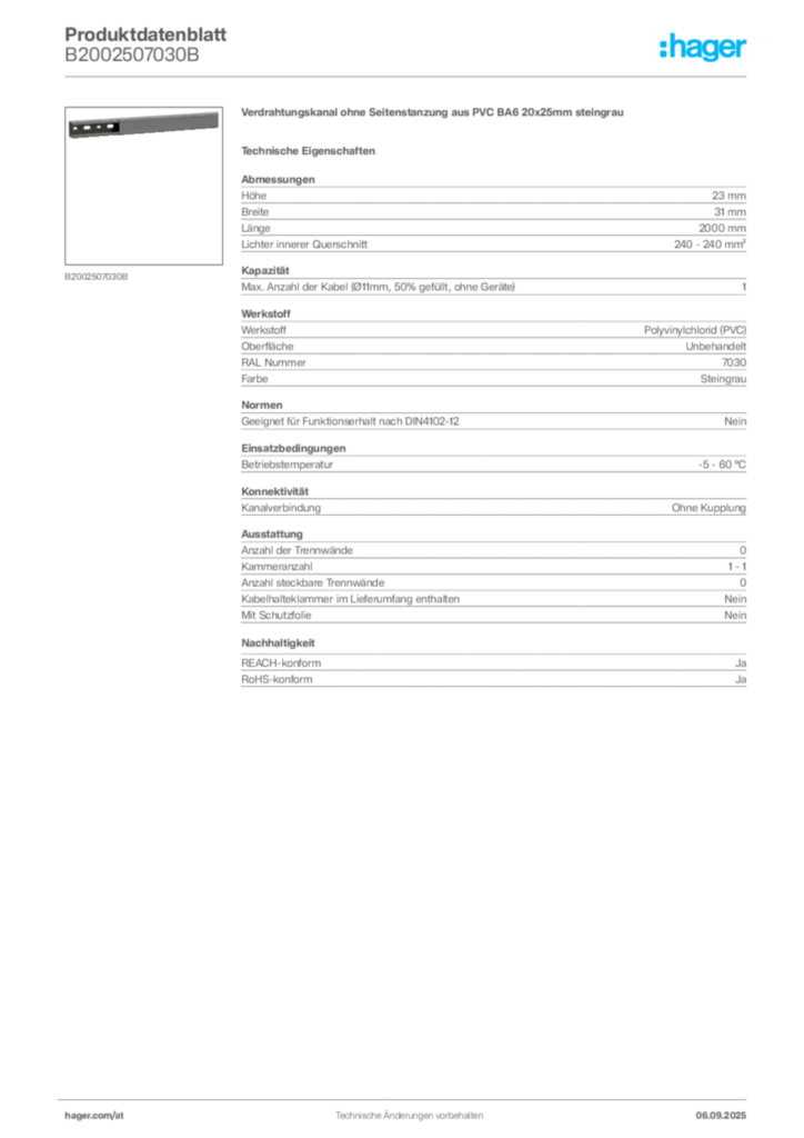 Bild Hager Produktdatenblatt B2002507030B | Hager Deutschland