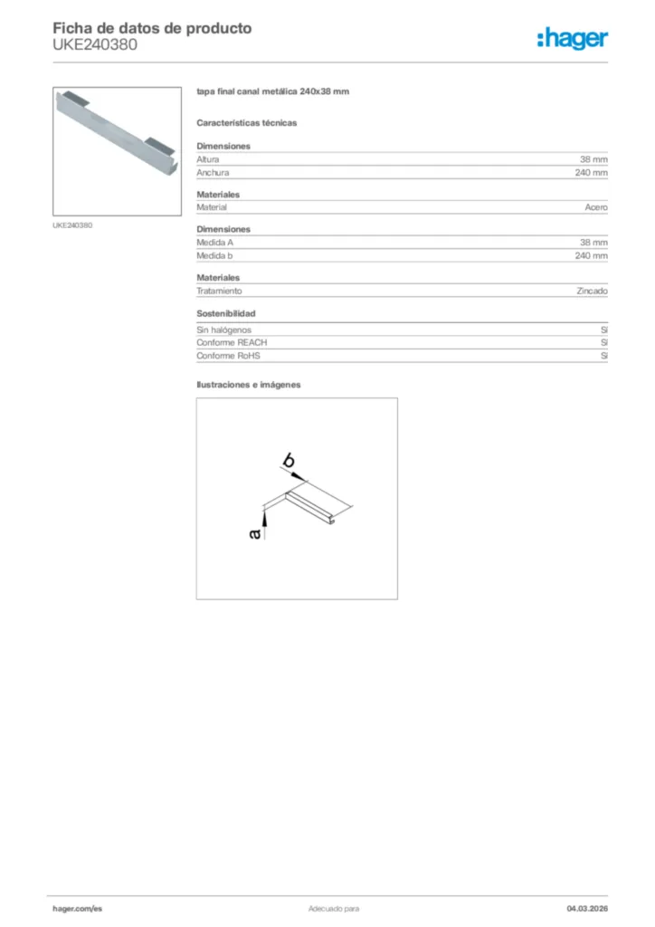 Imagen Hager Ficha de datos de producto UKE240380 | Hager España