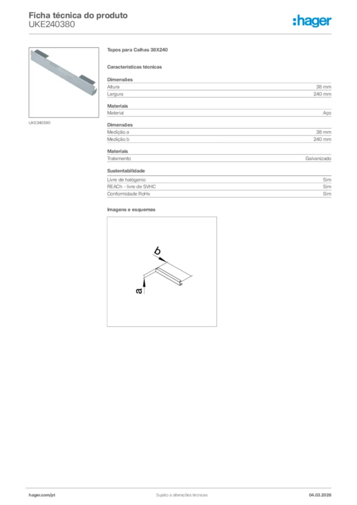 Imagem Hager Ficha técnica do produto UKE240380 | Hager Portugal
