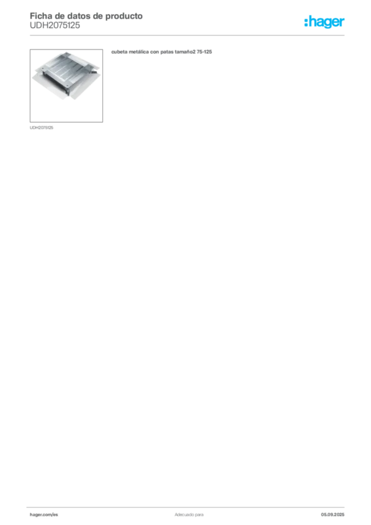 Imagen Hager Ficha de datos de producto UDH2075125 | Hager España