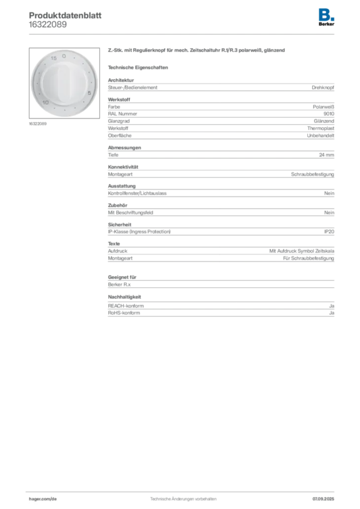 Bild Berker Produktdatenblatt 16322089 | Hager Deutschland