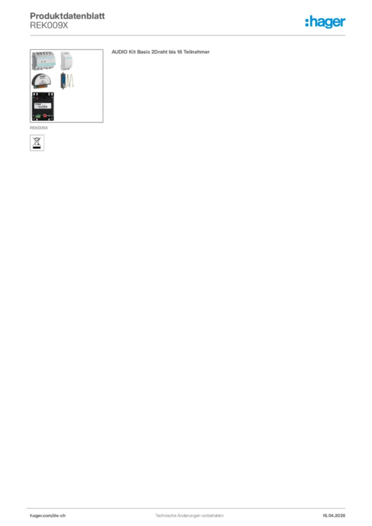 Bild Hager Produktdatenblatt REK009X | Hager Schweiz
