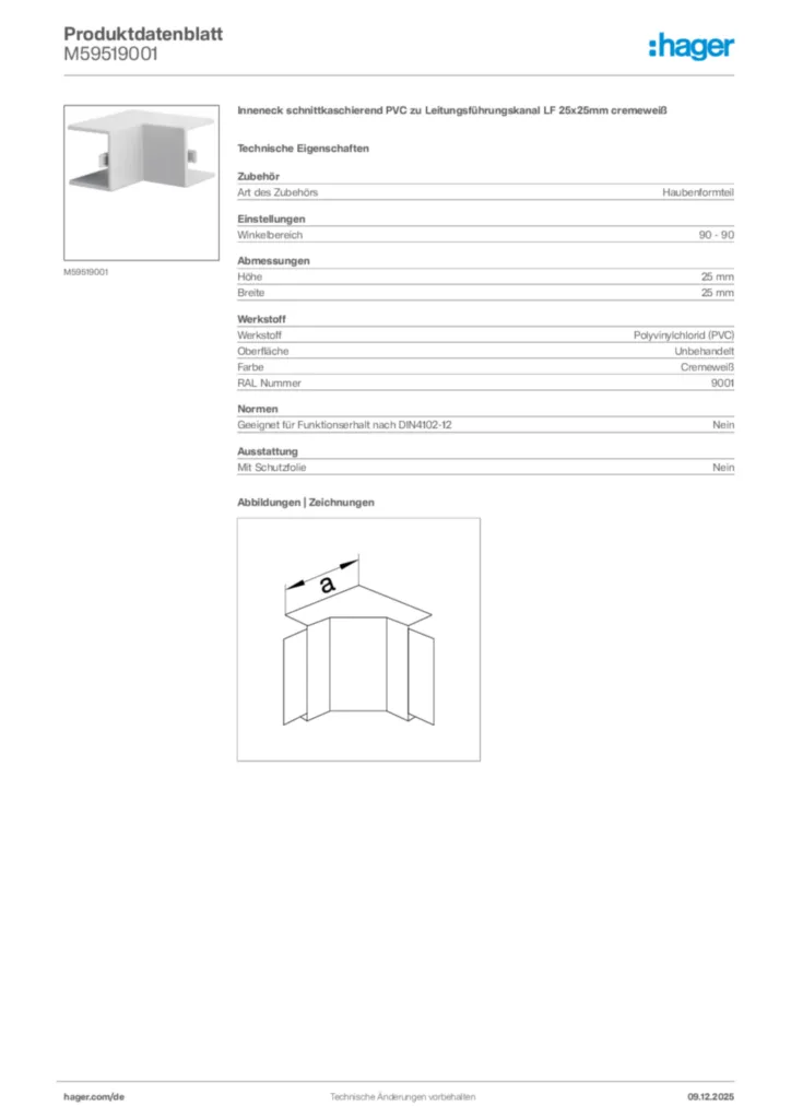 Bild Hager Produktdatenblatt M59519001 | Hager Deutschland