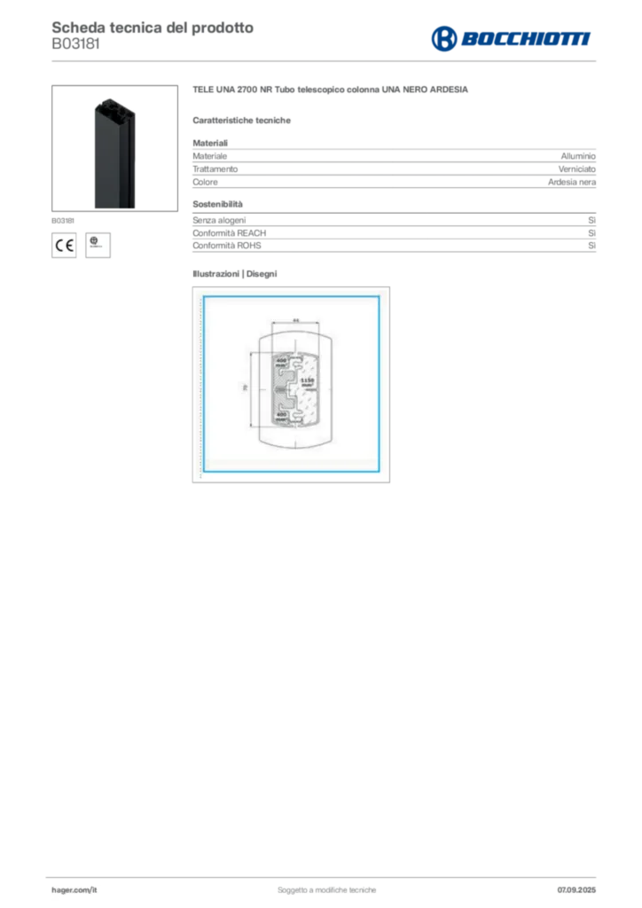 Immagine Bocchiotti Scheda tecnica del prodotto B03181 | Hager Italia