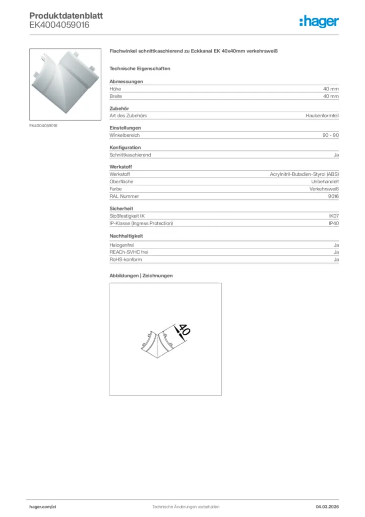 Bild Hager Produktdatenblatt EK4004059016 | Hager Deutschland