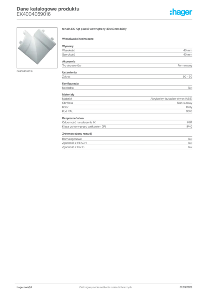 Zdjęcie Hager Dane katalogowe produktu EK4004059016 | Hager Polska