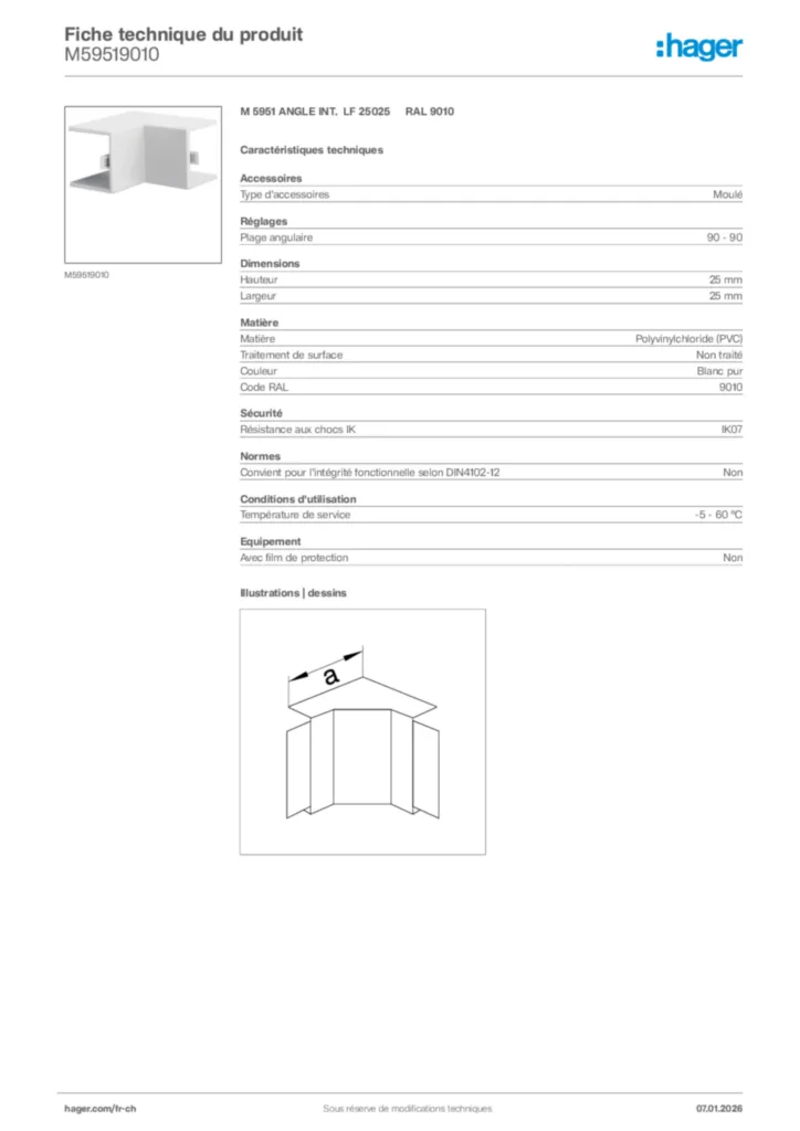 Image Hager Fiche technique du produit M59519010 | Hager Suisse