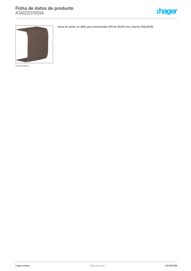 Imagen Hager Ficha de datos de producto ATA122078014 | Hager España