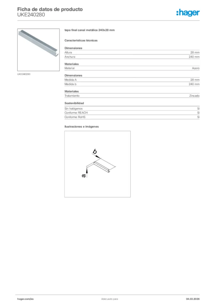Imagen Hager Ficha de datos de producto UKE240280 | Hager España