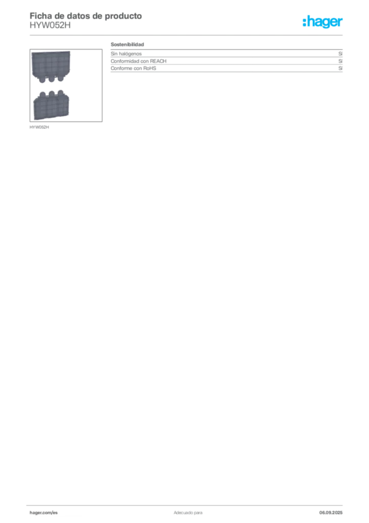 Imagen Hager Ficha de datos de producto HYW052H | Hager España